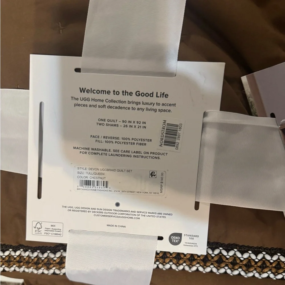 UGG Devon UGGBraid Quilt Set New